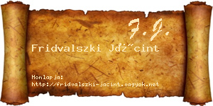 Fridvalszki Jácint névjegykártya