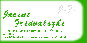 jacint fridvalszki business card